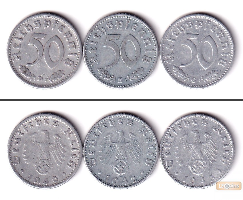 Lot  DEUTSCHES REICH 3x 50 Reichspfennig (J.372)  f.ss  [1940-1943]
