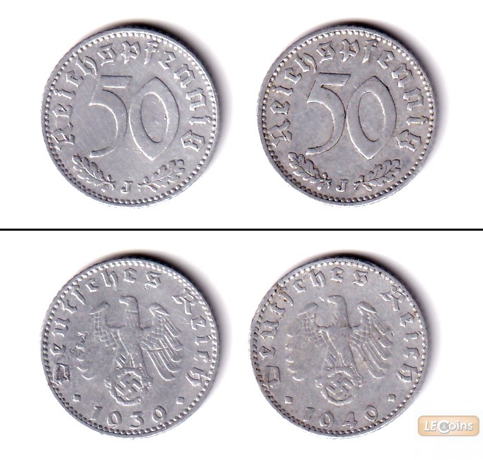 Lot  DEUTSCHES REICH 2x 50 Reichspfennig (J.372) J  f.ss  [1939-1940]