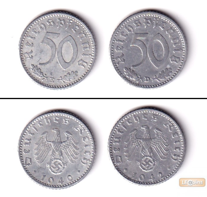 Lot  DEUTSCHES REICH 2x 50 Reichspfennig (J.372)  ss  [1940-1942]