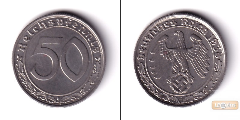 DEUTSCHES REICH 50 Reichspfennig (J.365) 1938 A  vz  selten