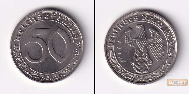 DEUTSCHES REICH 50 Reichspfennig (J.365) 1939 B  vz-st  selten