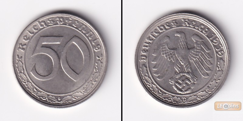 DEUTSCHES REICH 50 Reichspfennig (J.365) 1939 D  ss-vz  selten
