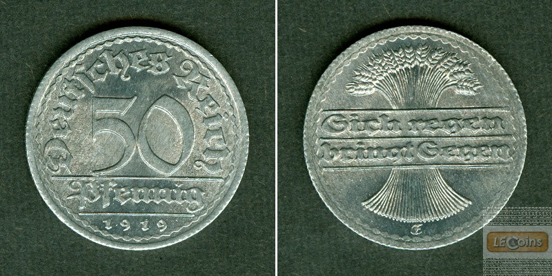 DEUTSCHES REICH 50 Pfennig 1919 E (J.301)  st  selten