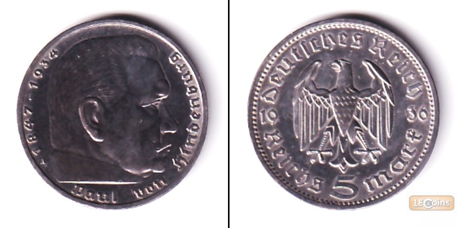 DEUTSCHES REICH 5 Reichsmark 1936 A (J.360)  vz