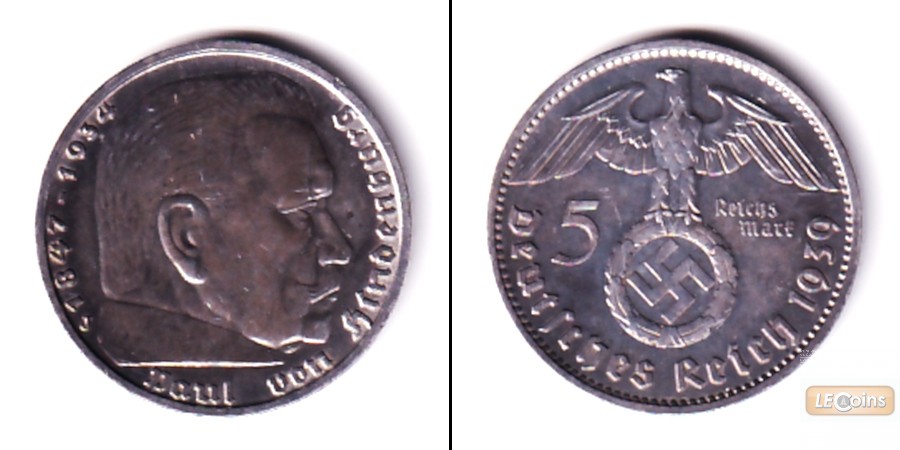 DEUTSCHES REICH 5 Reichsmark 1939 J (J.367)  ss-vz