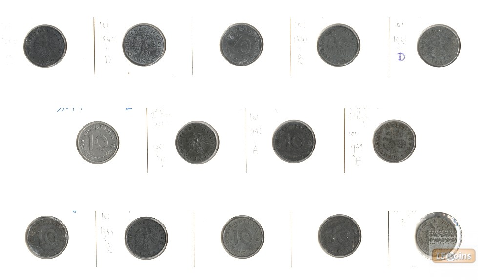 Lot: DEUTSCHES REICH  14x 10 Pfennig m.HK  [1940-1944]