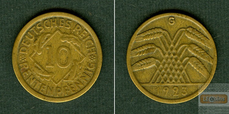 DEUTSCHES REICH 10 Rentenpfennig 1923 G (J.309)  ss+/ss