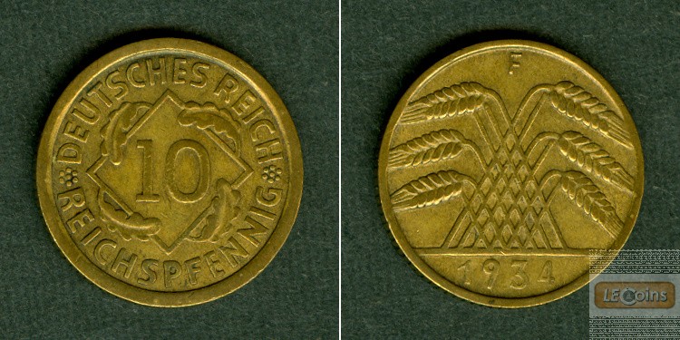 DEUTSCHES REICH 10 Reichspfennig (J.317) 1934 F  ss-vz  selten
