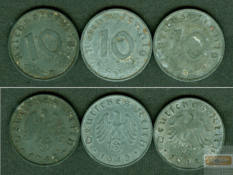 Lot: DEUTSCHES REICH  3x 10 Pfennig (J.371)  ss  [1942-1944]