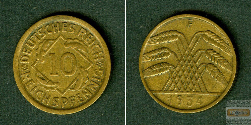 DEUTSCHES REICH 10 Reichspfennig (J.317) 1934 F  ss-vz  selten!