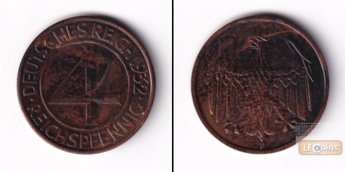 DEUTSCHES REICH 4 Reichspfennig 1932 F (J.315)  vz