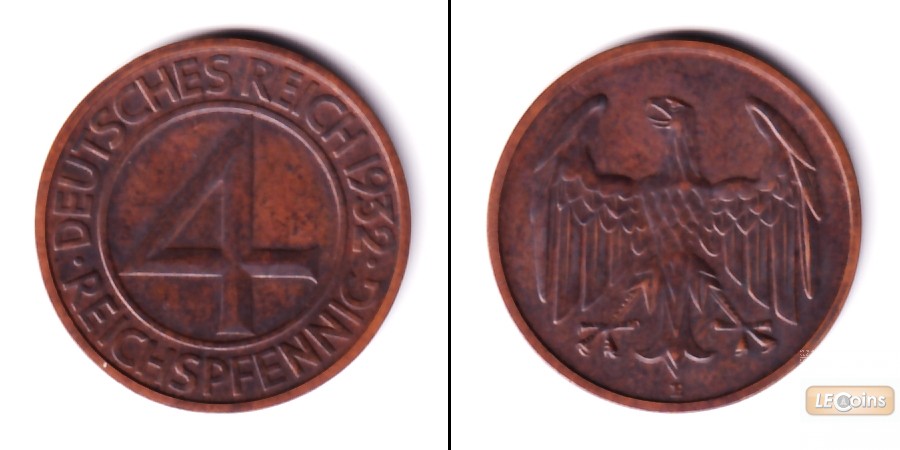 DEUTSCHES REICH 4 Reichspfennig 1932 E (J.315)  vz
