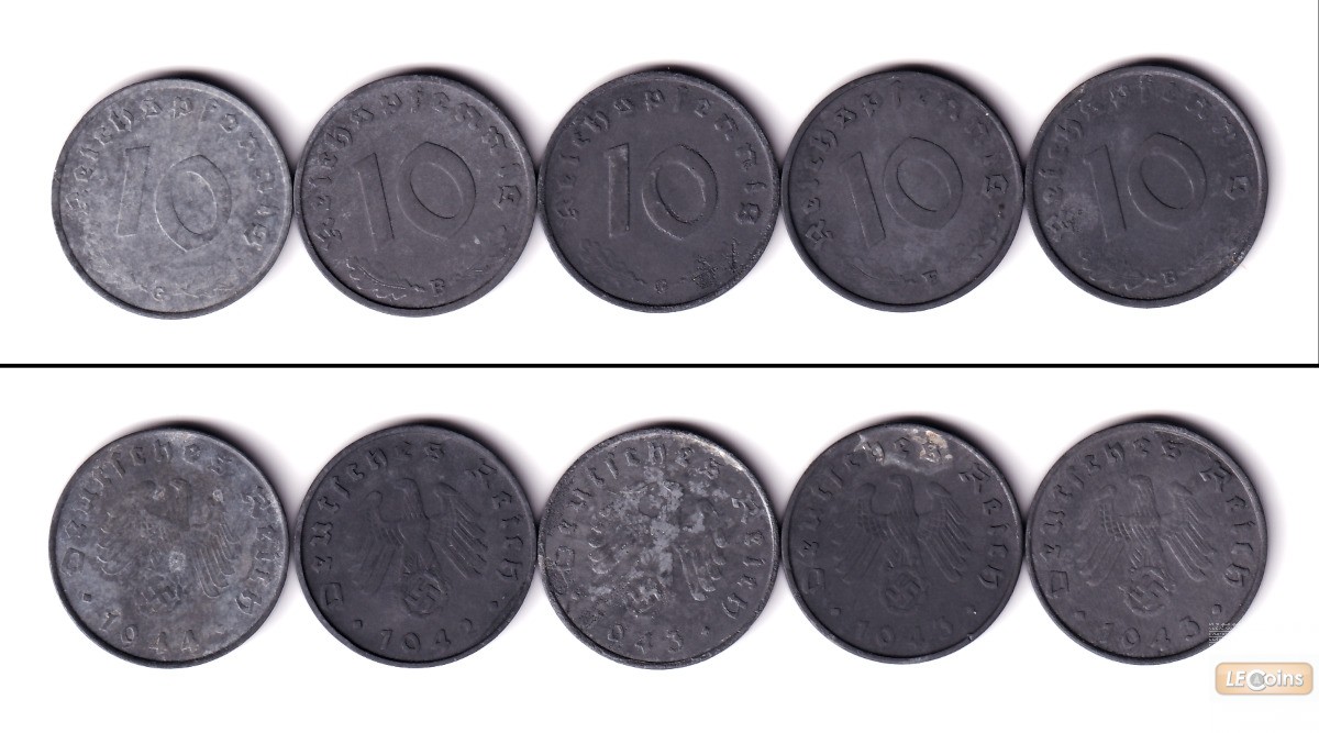 Lot: DEUTSCHES REICH  5x 10 Pfennig (J.371)  ss  [1942-1944]
