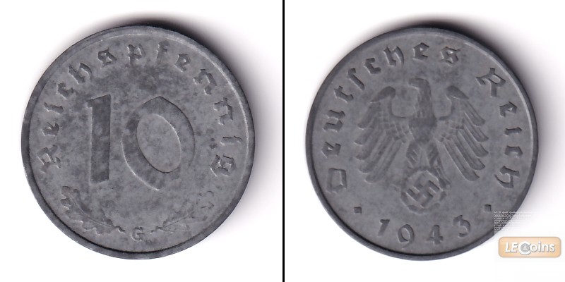 DEUTSCHES REICH 10 Reichspfennig (J.371) 1943 G  ss+