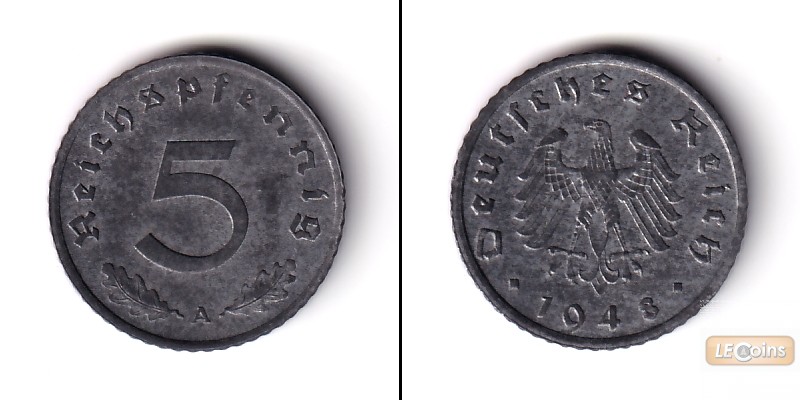 Alliierte Besatzung 5 Reichspfennig (J.374) 1948 A  vz-st  selten