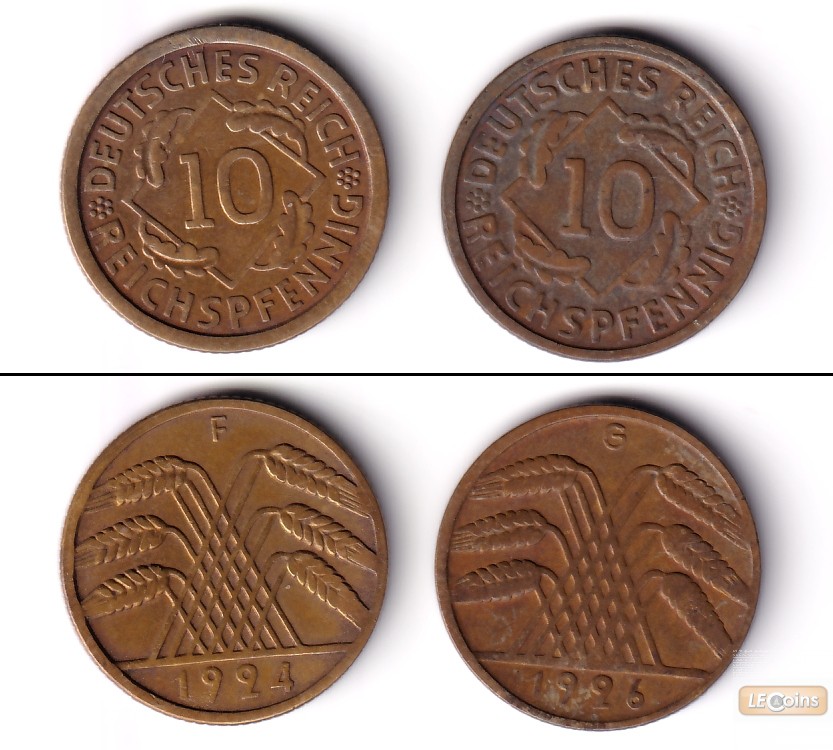 Lot: DEUTSCHES REICH 2x 10 Reichspfennig (J.317)  ss  [1924-1926]