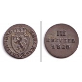 Nassau 3 Kreuzer 1826  ss+