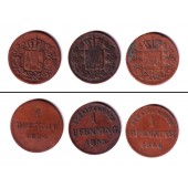 Lot: Bayern 3x Kleinmünzen 1 Pfennig  f.ss  [1854-1866]