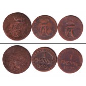 Lot: Anhalt 3x 1 Pfennig  selten  [1808-1827]