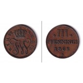 Mecklenburg Strelitz 3 Pfennige 1862 A  ss-vz