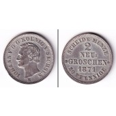 Sachsen 2 Neugroschen (20 Pfennige) 1871 B  vz-st