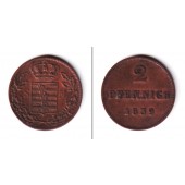Sachsen Meiningen 2 Pfennig 1839  f.vz  selten