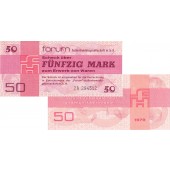 DDR: Forum-Scheck 50 MARK 1979  Ro.371b  Ersatznote  I-  selten