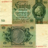 50 REICHSMARK 1933  Ro.175a  Friedensdruck  I-