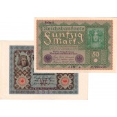 Lot: Deutsche Reichsbank 2x Banknote 50+100 Mark  I-  [1919-1920]