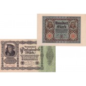 Lot: Deutsche Reichsbank 2x Banknote 100 + 50000 Mark  I-  [1920-1922]