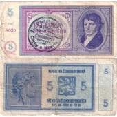 Deutsche Besatzung BÖHMEN &amp; MÄHREN 5 Kronen 1940  Ro.557a  IV  selten!