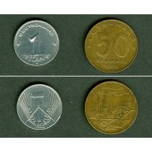 Lot: DDR 2x Kleinmünzen  1 + 50 Pfennig  vz  [1950-1953]