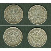 Lot:  DEUTSCHES REICH  2x Silber 1 Mark  [1906-1909]