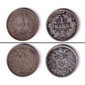 Lot:  DEUTSCHES REICH  2x Silber 1 Mark  f.ss  [1901-1902]
