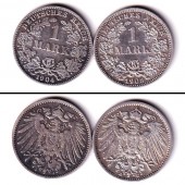 Lot:  DEUTSCHES REICH  2x Silber 1 Mark  ss  [1904-1908]
