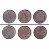 Lot: DEUTSCHES REICH 3x 5 Pfennig (J.12)  f.ss  [1892-1894]