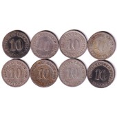 Lot: DEUTSCHES REICH 8x 10 Pfennig (J.13)  s-ss  [1890-1893]