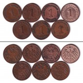 Lot: DEUTSCHES REICH 7x 1 Pfennig (J.10)  ss  [1890-1909]