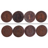 Lot: DEUTSCHES REICH 4x 1 Pfennig (J.1)  s-ss  [1874-1889]