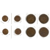 Lot:  GROSSBRITANNIEN  4x Münzen  Farthing + Penny  [1927-1934]
