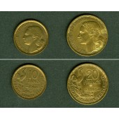 Lot: FRANKREICH 2x Münzen 10 + 20 Francs  ss+  [1950-1957]