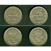 Lot:  DÄNEMARK 2x Münzen  25 Öre  ss-vz  [1920-1921]