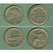 Lot:  ITALIEN 2x Münzen 50 Cent. 1 Lira  ss+  [1920-1922]