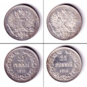 Lot: FINNLAND / Russland 2x 25 Penniä  vz(+)  [1915-1916]