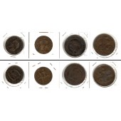 Lot:  FRANKREICH 4x Münzen  5 + 10 Centimes  [1855-1903]