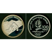 FRANKREICH 100 Francs 1989  Olympia '92  SILBER  PP