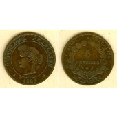FRANKREICH 5 Centimes 1884 A  ss