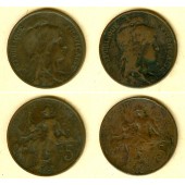 Lot: FRANKREICH 2x Münzen 5 Centimes  s-ss  [1906-1909]