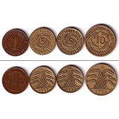 Lot: DEUTSCHES REICH 4x 1 5 10 Reichspfennig 1923  ss+
